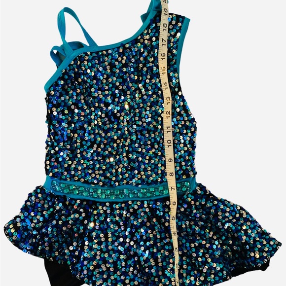 Blue sequence leotard - Picture 4 of 5